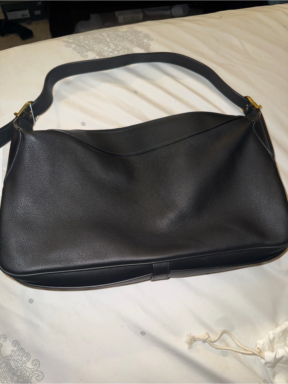 Large ROMY Celine Black Leather Shoulder Hobo with Gold Hardware - Picture 3 of 5